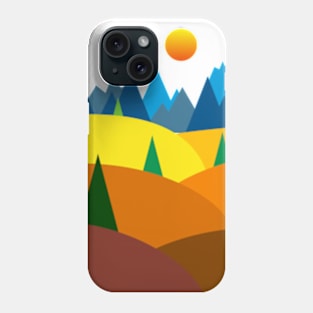 FIELDS, MOUNTAINS, GEOMETRIC LANDSCAPE Phone Case