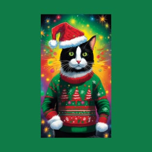 Christmas Tuxedo Cat T-Shirt