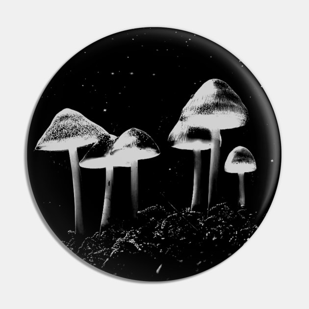 Mushroom Photograph Black & White Pin by blueversion