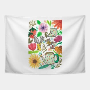 Gardening tools and flowers Tapestry