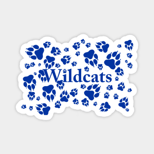 Wildcats Paw Prints Pattern Blue on White Digital Design Magnet