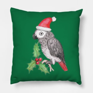 Christmas African grey parrot Pillow