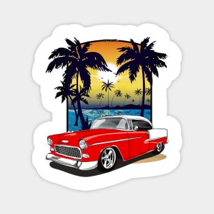 1955 Gypsy Red Chevy Bel Air Beach Print Magnet