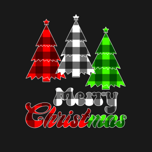 Christmas Tree Women Red Buffalo Plaid Green Buffalo Plaid White Buffalo Plaid Xmas T-Shirt