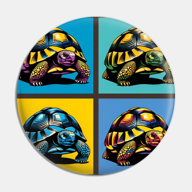 Russian Tortoise Pop Art - Exotic Reptile Pin by PawPopArt