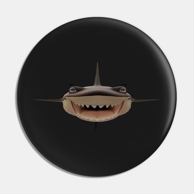 Three dimensional smiling shark Pin by Andyt