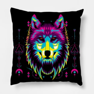 wolf popart head Pillow