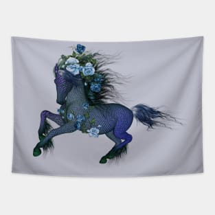 Awesome wild fantasy horse with roses Tapestry