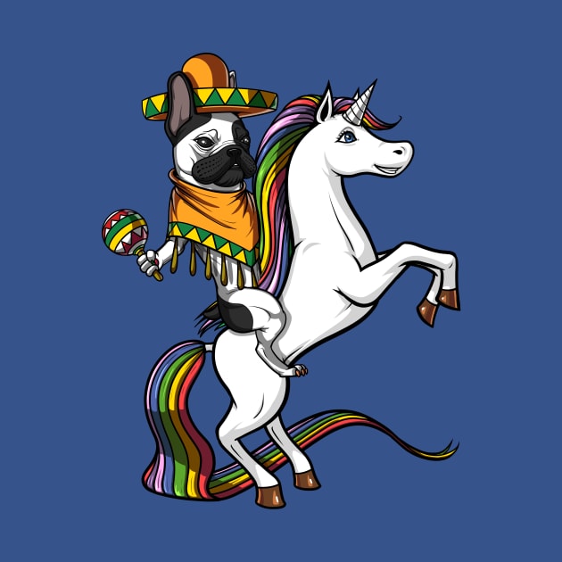 French Bulldog Riding Unicorn Cinco de Mayo Mexican by underheaven