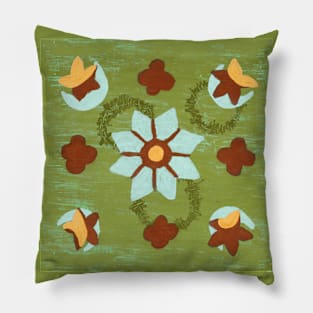 Flowers Abstract - Moss Green Pillow