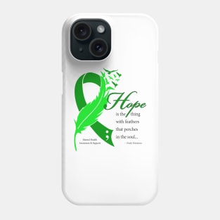 Mental Health: Hope ribbon, white type Phone Case