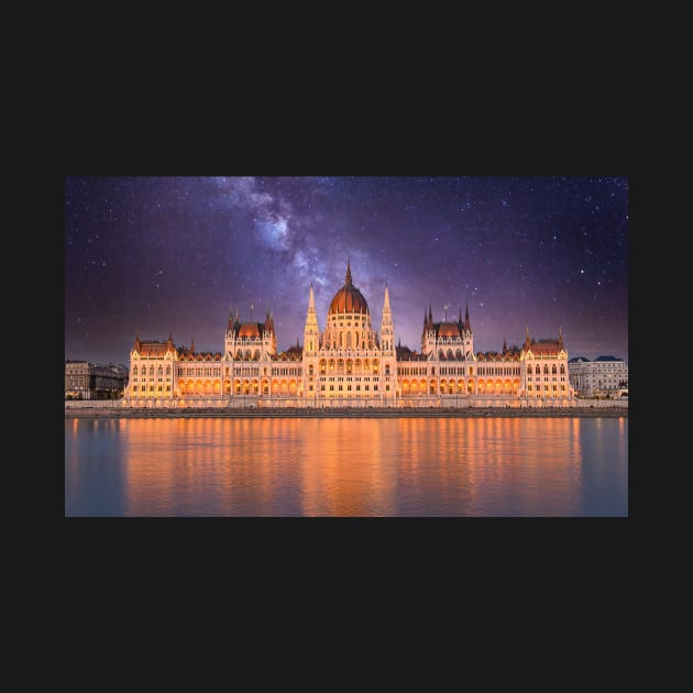 Hungarian Parliament at night in Budapest, Hungary by mitzobs