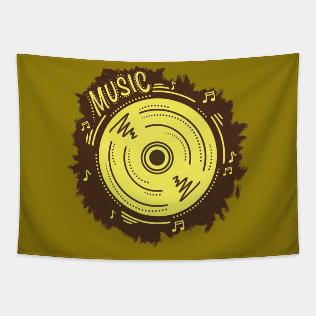 Disc in retro style Tapestry by Xatutik-Art