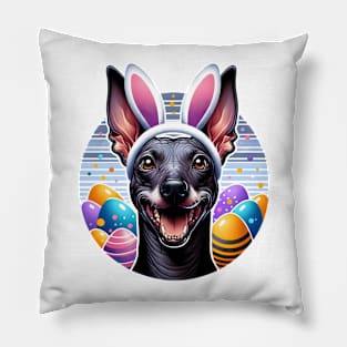 Xoloitzcuintli Celebrates Easter with Bunny Ear Headband Pillow