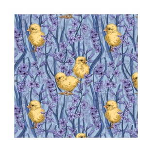 Chickens and hyacinths on yellow T-Shirt