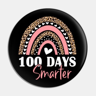 100 Days Smarter Happy 100th Days of School Rainbow Leopard Pin