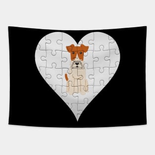 Wire Fox Terrier Heart Jigsaw Pieces Design - Gift for Wire Fox Terrier Lovers Tapestry