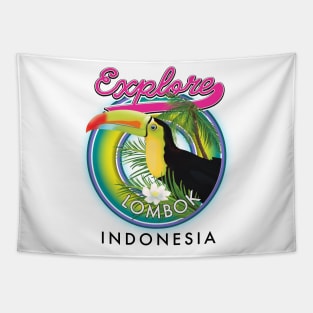 Explore Lombok Indonesia travel logo Tapestry