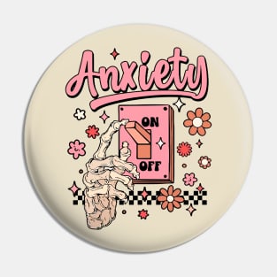 Anxiety On skull Vintage Mental Health Awareness Matters Pin