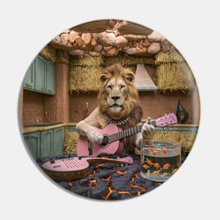 AI generated Lion playing guitar for goldfish Pin