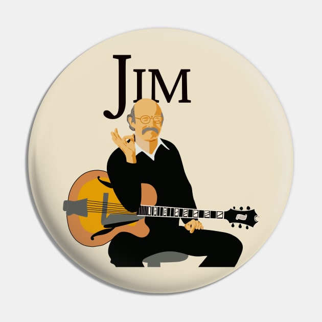 Jim Hall Legendary Jazz Guitar Player Flat Modern Art Original Design T-Shirt - Gift for Vinyl Collector, Jazz Fan, Student or Musician Pin by Jazz Nerd Paradise