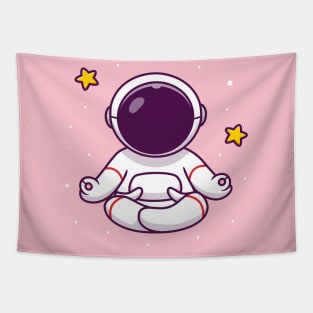 Cute Astronaut Yoga In Space Tapestry