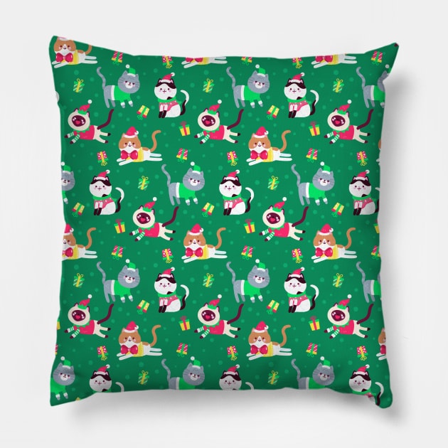 Meowy Christmas #2 Pillow by machmigo