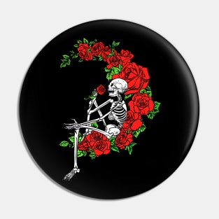 Skeleton Rose Moom Pin