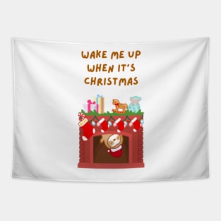 Wake Me Up When It’s Christmas Sloth Tapestry