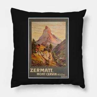 Zermatt,Mont Cervin,Ski Poster Pillow