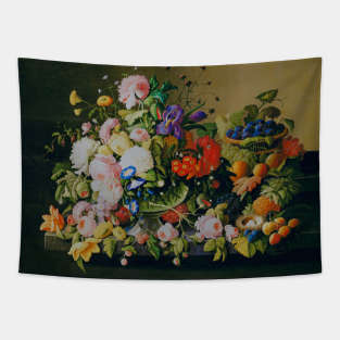 Still Life: Flowers and Fruit by Severin Roesen Tapestry