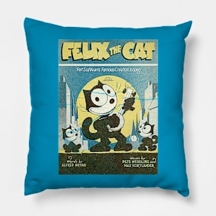 VINTAGE RETRO FELIX WITH UKULELE Pillow