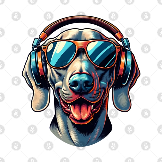 Weimaraner Smiling DJ in Vibrant Japanese Art Style by ArtRUs