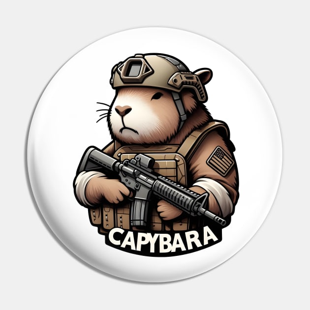 tactical capybara Pin by Rawlifegraphic