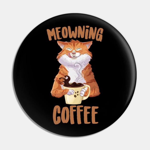 Meowning Coffee Cute Cat Pin by Eugenex