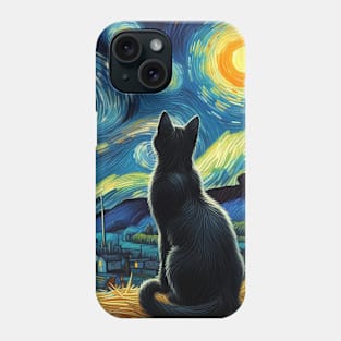 The black cats and the starry night Phone Case