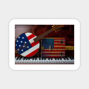 Two American Flag Instruments Magnet