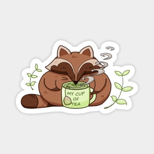 Cute Raccoon – Tea and Animal Lover Design Magnet