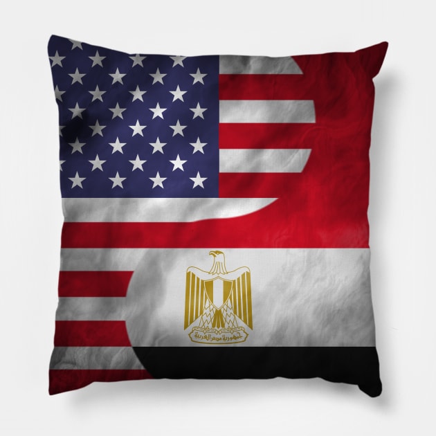 USA and Egypt Dual Flag Yin Yang Combination Pillow by Family Heritage Gifts