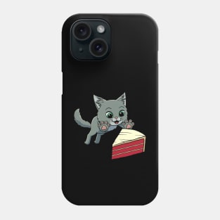 Maine Coon Cat excited to eat Red Velvet Cake Phone Case