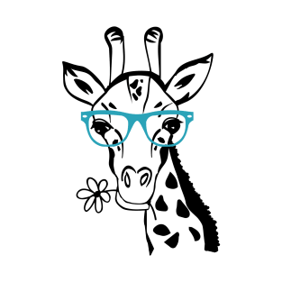 Giraffe Spirit Animal Trendy Funny Face With Glasses In Zoo T-Shirt