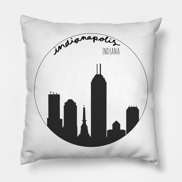 Indianapolis Indiana Circular Skyline Silhouette Pillow by turbo-swift