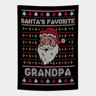 Santa's Favorite Grandpa // Funny Ugly Christmas Sweater // Grandfather Holiday Xmas Tapestry