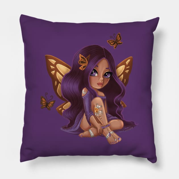 Bejeweled Butterfly Fairy Caramel Pillow by thewickedmrshicks