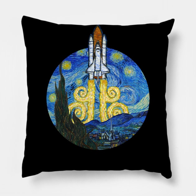 Starry Space Shuttle Pillow by Bomdesignz