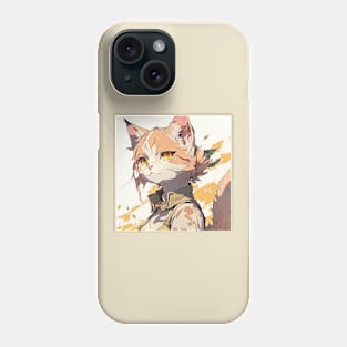 Illustration of handsome cat in anime style Phone Case