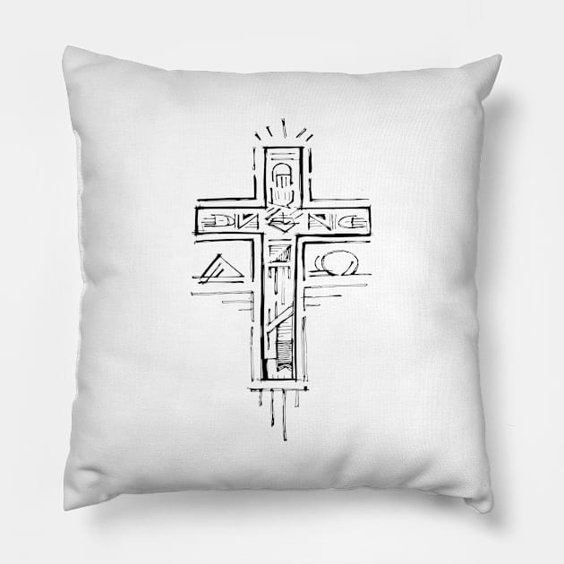 Religious Cross illustration Pillow by bernardojbp