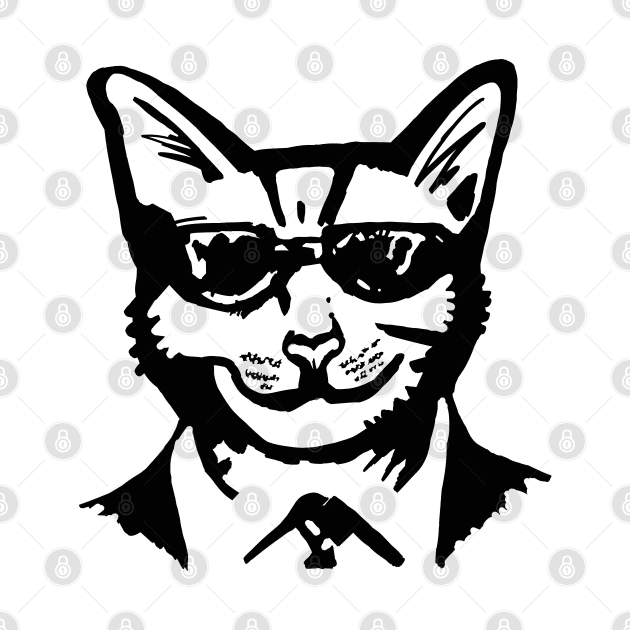 Cat as DB Cooper in sunglasses by wildjellybeans