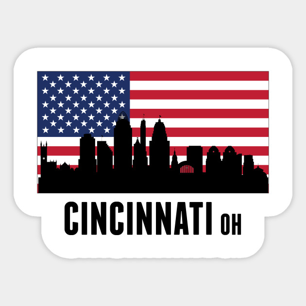 Cincinnati Oh American Flag Cincinnati Sticker Teepublic Au