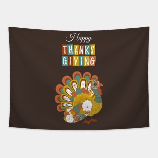 Beautiful Happy Thanksgiving Day Turkey Gobble Design Shirt Tapestry